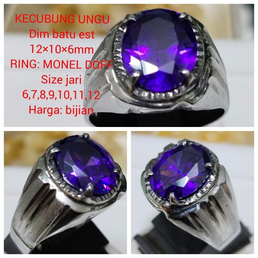 CINCIN BATU KECUBUNG UNGU KALIMANTAN RING MONEL DOFF ELEGANT