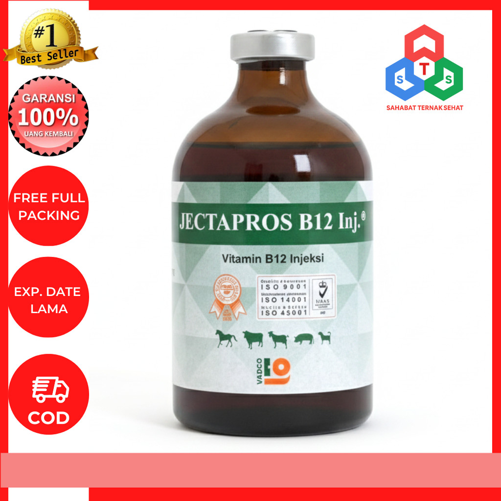 JECTAPROS B12 100 ML VADCO - Vitamin B12 Hewan Anti Anemia & Menambah Nafsu Makan Ternak - Seperti J