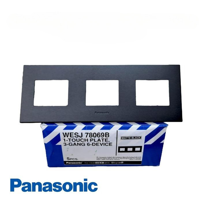 Panasonic Frame Saklar 3 Gang 6 Device Hitam (WESJ 78069B)