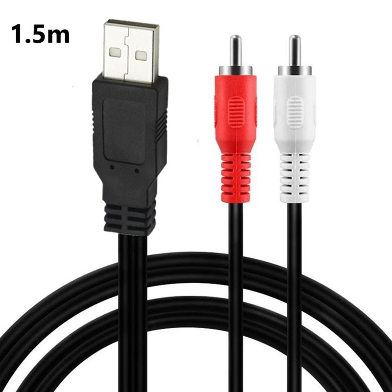 USB A Male to 2 RCA Phono AV Cable Lead PC TV Aux Audio Video adapter USB to Dual RCA  Adapter Audio