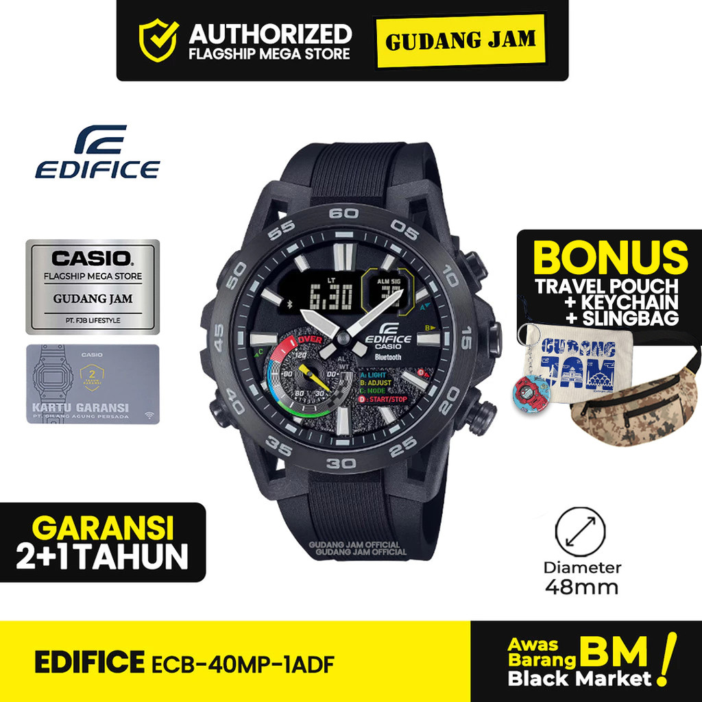 Jam Tangan Edifice Pria ECB-40MP-1ADF ECB-40MP-1A ECB-40MP ECB40MP Analog-Digital