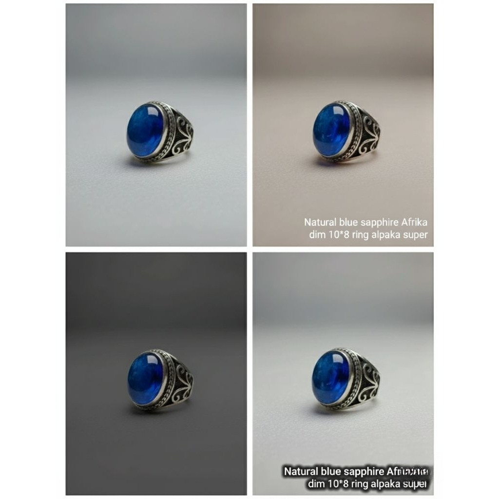 natural cincin batu blue safir Afrika ring alpaka super dim 10