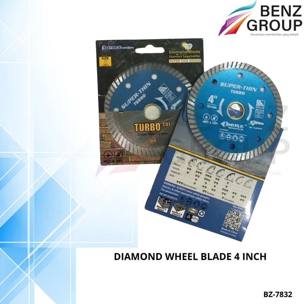 Benz Werkz Diamond Wheel Blade 4 Inch Tebal 1.2mm Super Thin BZ-7832 Mata Pisau Potong Diamond Tipis