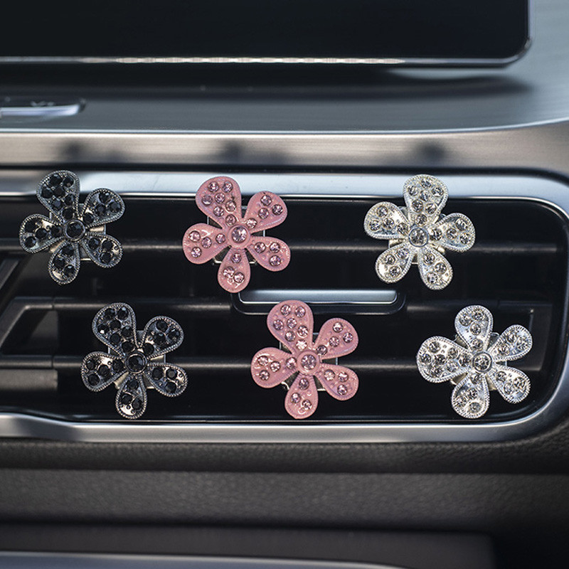 Car Air Freshener Diffuser arms Car Interior Decor Rhinestone Diamond Crystal Flower Car Air Outlet 