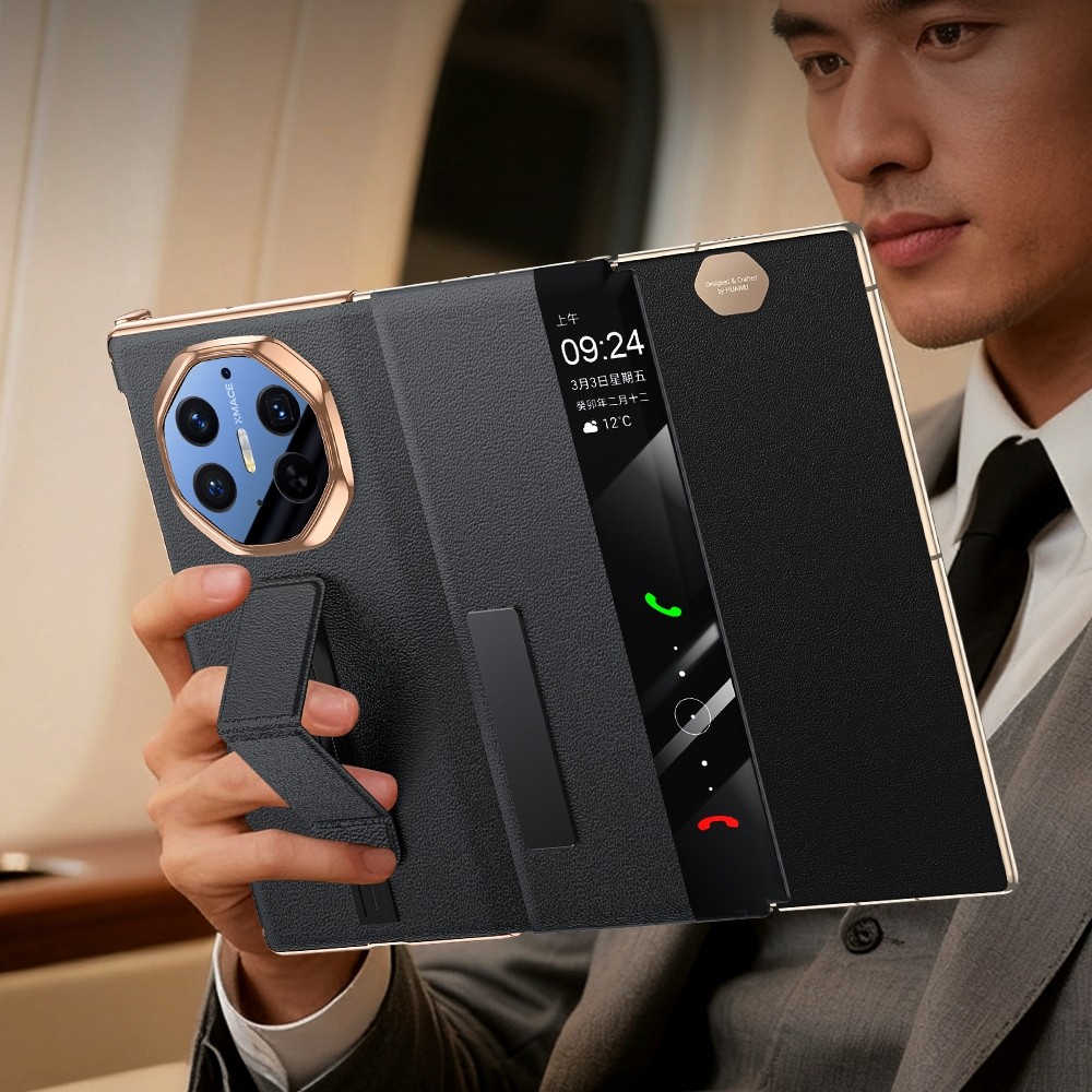 MateXT Casing Case untuk HUAWEI Mate XT Mate XTS Leather Track Wristband Holder Window Hard Shockpro