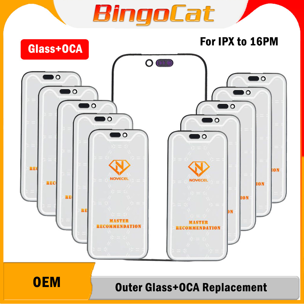 10pcs Novecel ORI For iPhone 17 17Air 14 15 16 16E Pro max mini 12promax 16promax X XS MAX Glass+OCA