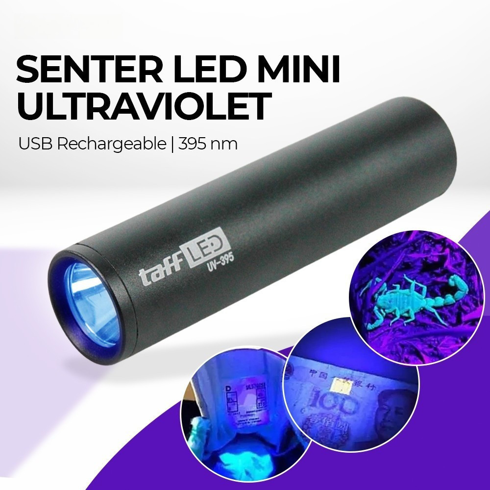 A13 Taffled Senter LED Mini Ultraviolet USB Rechargeable 395nm 365nm - UV-395 S11-Z ORIGINAL GENUINE