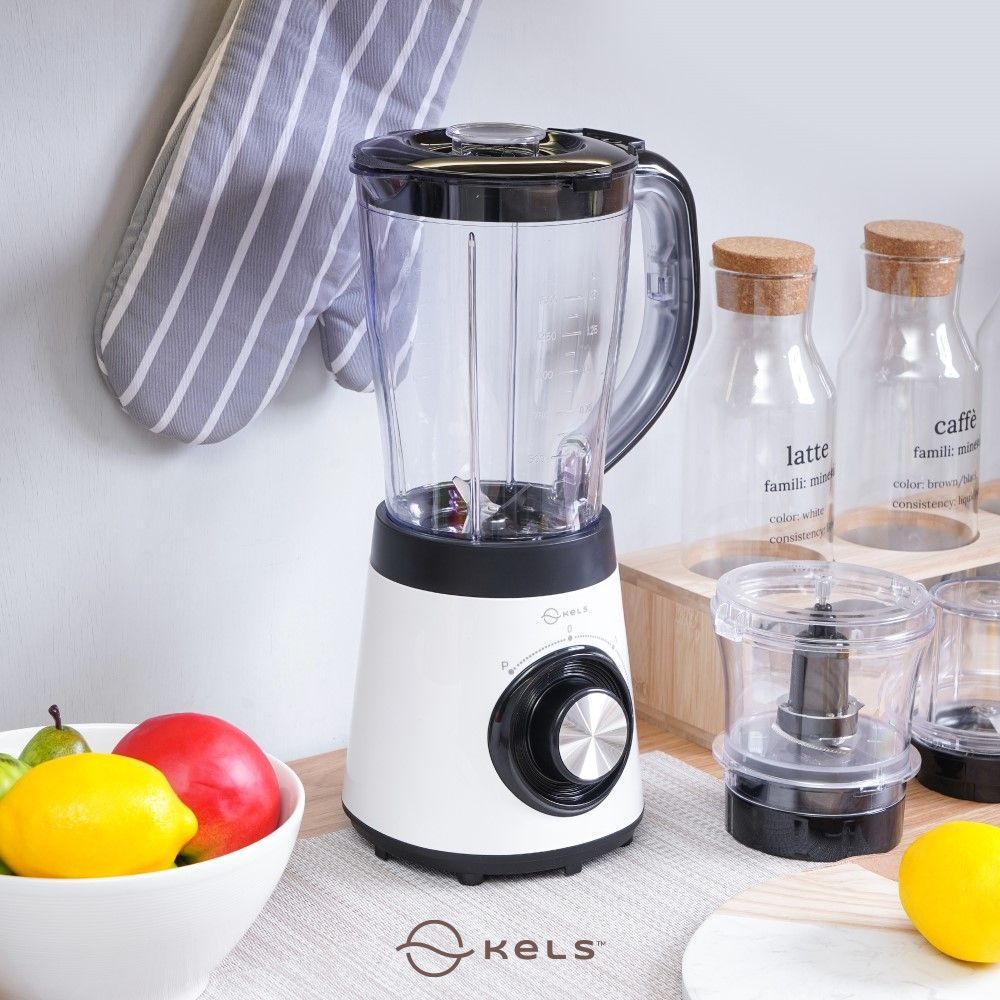 Kels Davon Multi Blender 1.5 Liter 600 watt Set 4 pcs - Hitam/Putih Mesin Penghalus Makanan Blender 