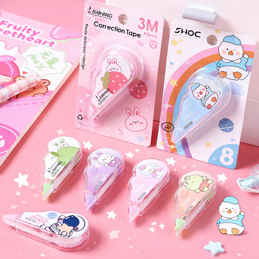 Tip-Ex Kartun / Mini Tip-Ex Karakter / Motif Lucu / Correction Tape Mini / Roll Tip-Ex Kekinian