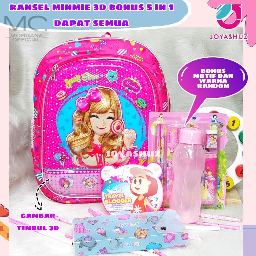PROMO  Tas Anak Perempuan - Ransel Anak Karakter Minmie - Tas Anak SD - Tas Ransel Sekolah Anak SD -