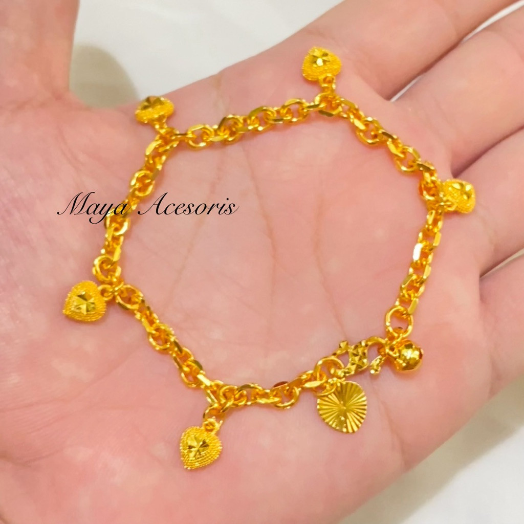 Gelang Titanium Nori Polos Lapis Emas Import Mainan Love