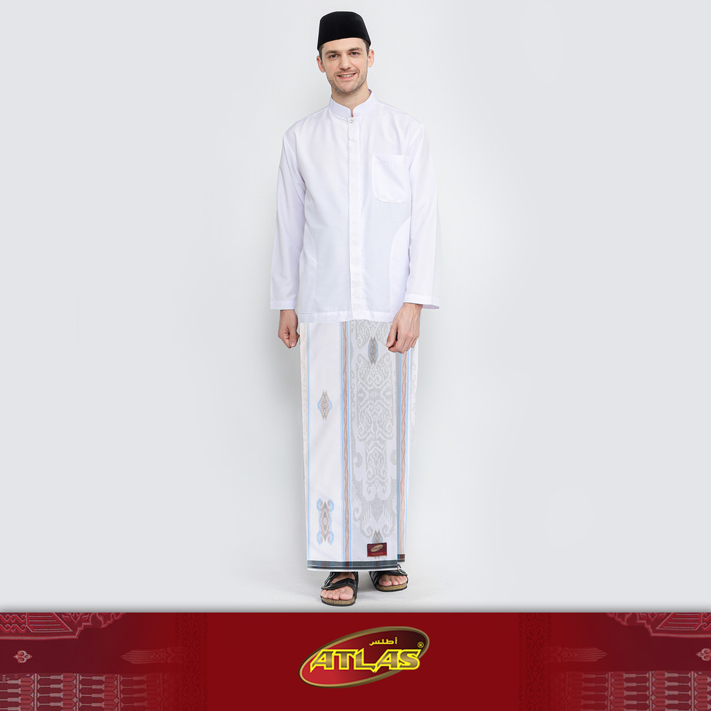 Sarung ATLAS Premium 790 Jacquard Songket A7-MSJ Putih Orange