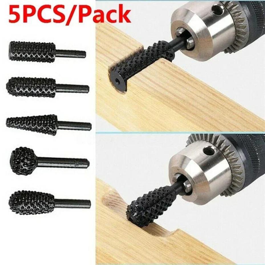 5 Pcs Alat Pertukangan Kayu, Kikir Putar Elektrik, Kikir Kayu, Pisau Ukir, Nampan Teh, Kepala Poles 