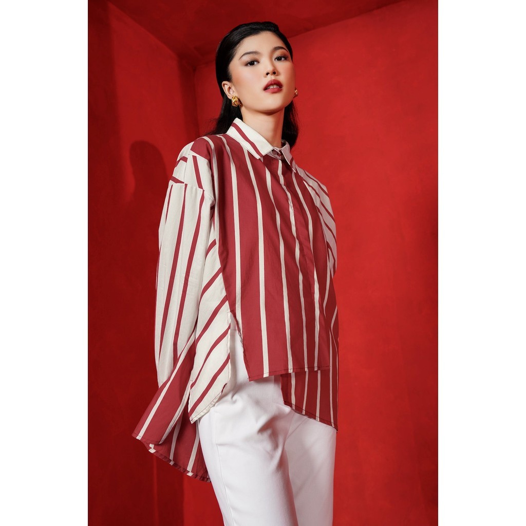Benang Jarum - Sienna Striped Shirt - Cherry