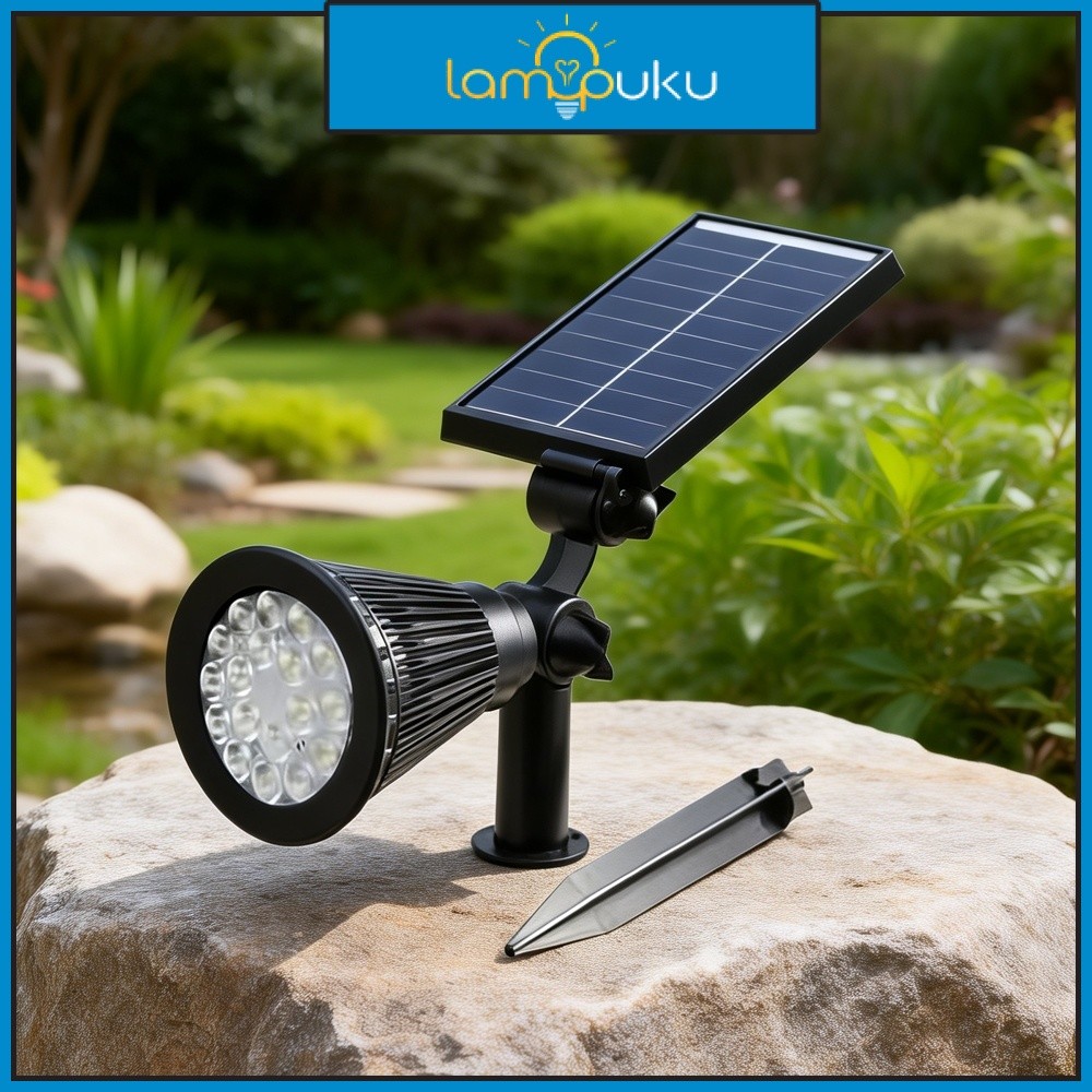 Lampu Sorot LED Taman Solar Cell / Lampu LED Taman Tenaga Surya 9 Watt Warna Warni