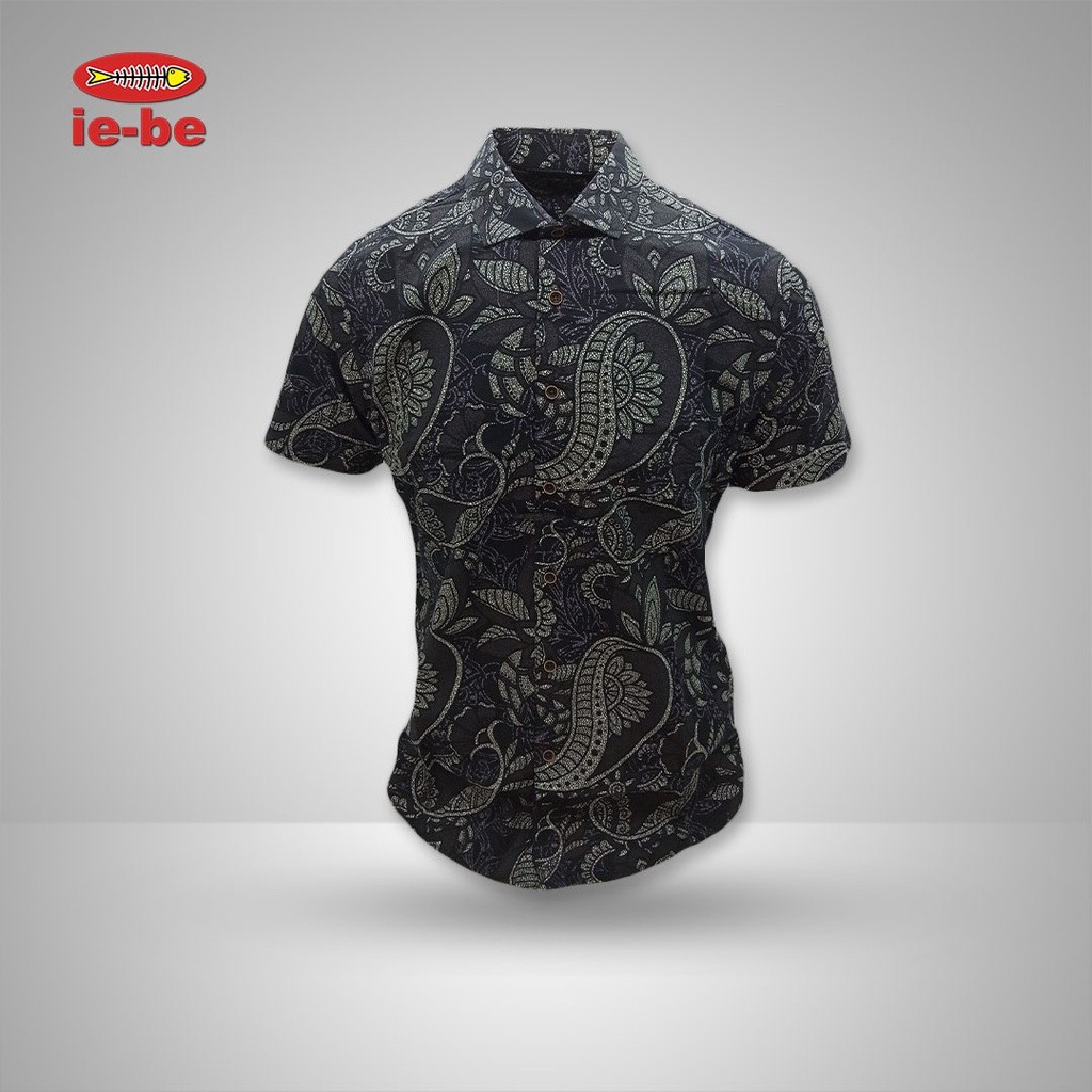 IEBE Kemeja Batik Pria Lengan Pendek Kasual K3BH8015