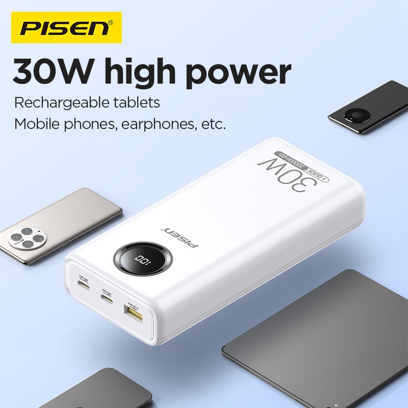 PISEN 30W 20000mAh Power Bank Super Fast arging For iPhone 15 Plus 14 13 Pro Samsung Xiaomi PowerBan