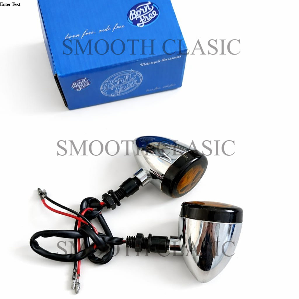 Sen Scull Chrome Bornfree – Lampu Sein Motor Custom Klasik Universal