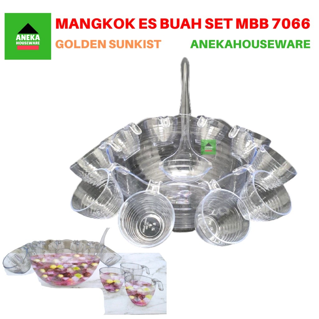 Mangkok Sop Buah Besar Tempat Es Buah Set Gelas Golden Sunkist