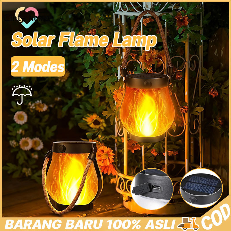 Lampu Api Tenaga SuryaLampu Hias Outdoor Lampu USB Efek Api Anti Air Lampu Taman Lampu Camping Hias 