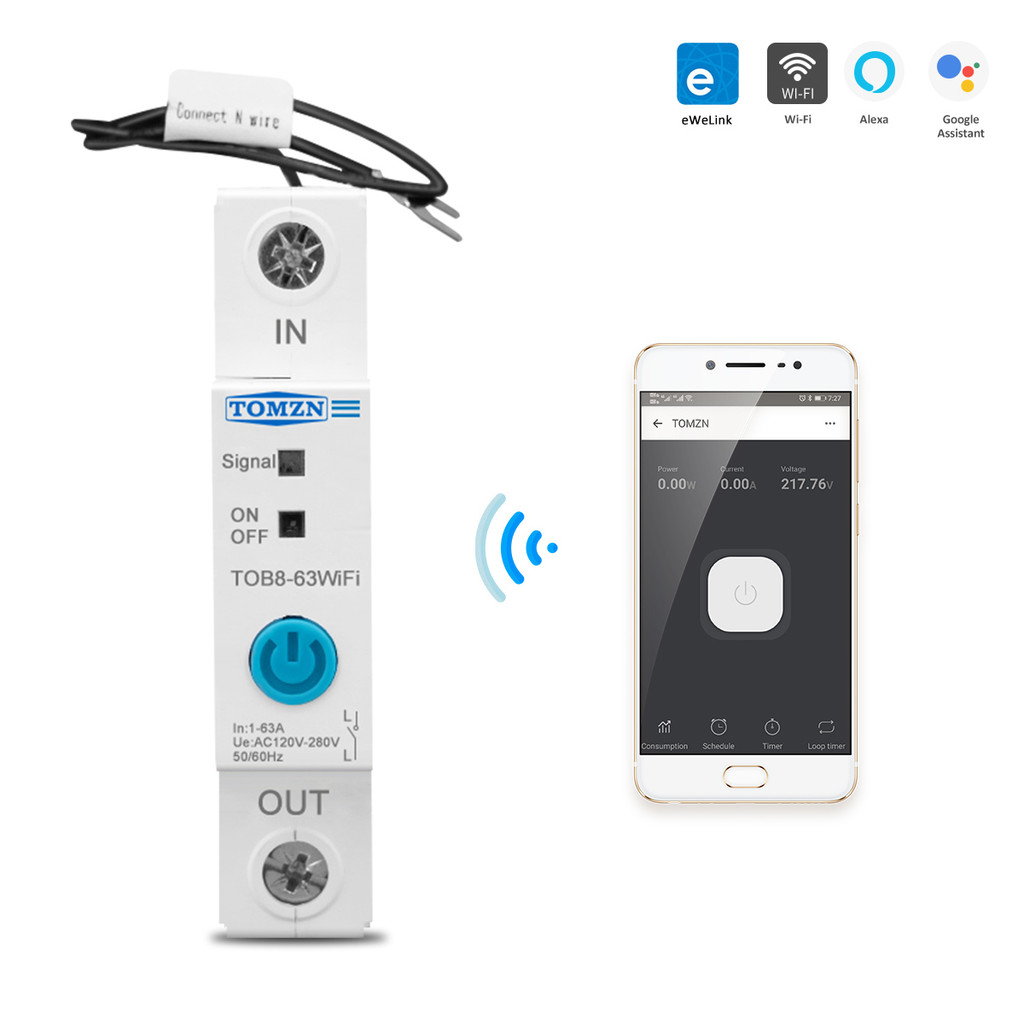 63A Ewelink Single Phase WIFI Smart Energy Meter Kwh Metering Monitoring Circuit Breaker Timer Relay