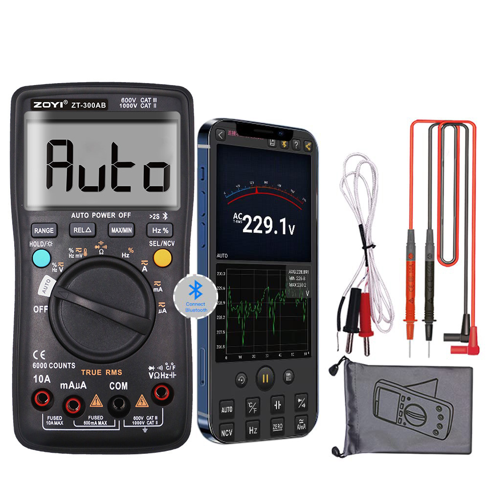 ZOYI Bluetooth APP Intelligent ZT-300AB intelligent gital high-precision multimeter anti-burn curve 