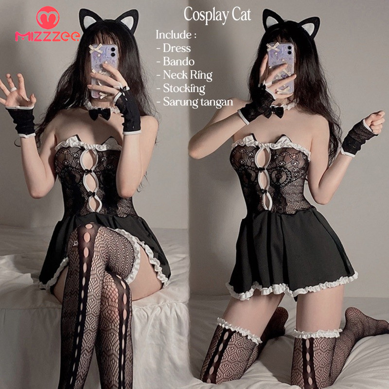 Mizzzee Sexy Lingerie Cosplay cat baju sexy kostum kucing wanita / lingerie cosplay wanita