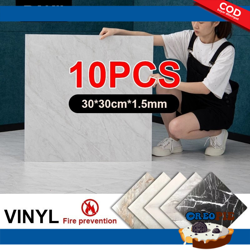 10pcs Lantai Marmer Vinil (30X30 Cm)/Stiker Vinil Lantai Marmer Granit/Stiker Lantai Vinil Lapisan L