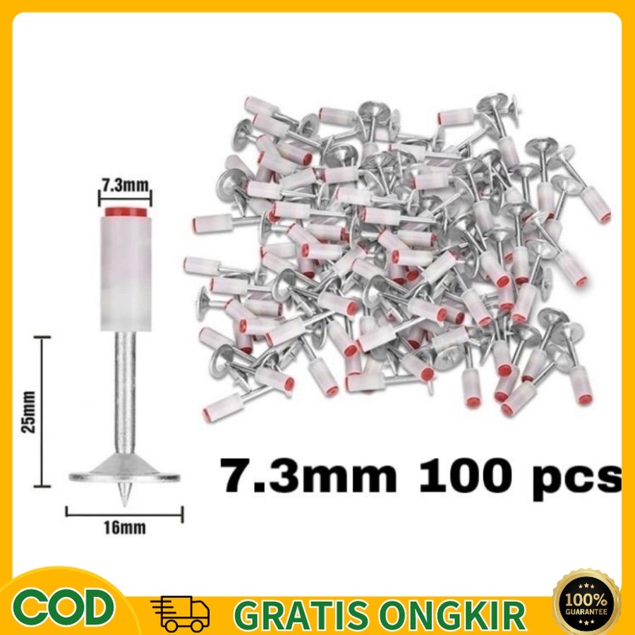 [COD]50/100pcs Paku Beton Ramset Paku Ramset Beton Paku Tembak Beton Dan Besi Standart Washer Besar 