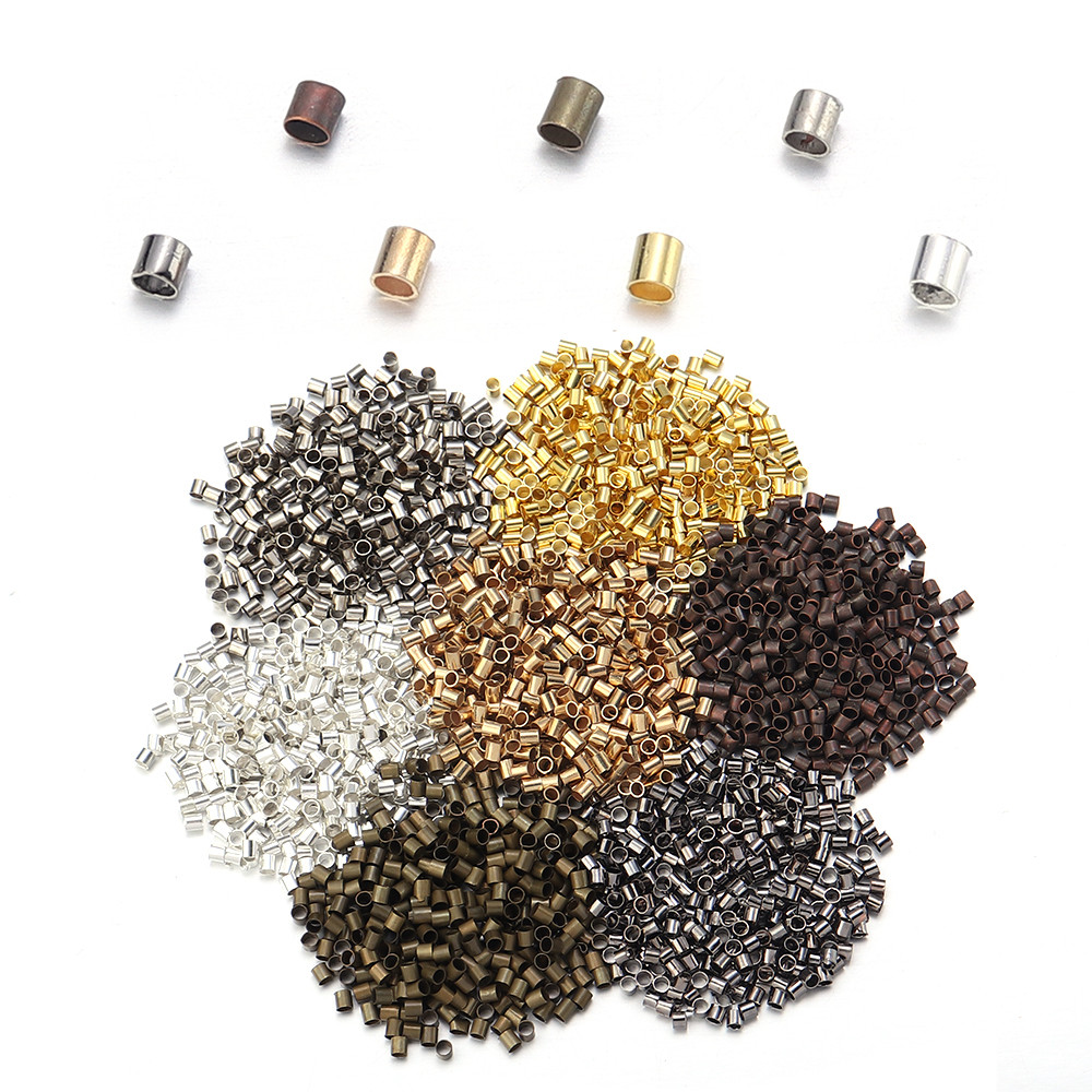 500pcs/Lots 1.5/2/2.5mm Copper Tube Crimp End Beads Stopper Spacer Beads For Jewelry Making Finngs S