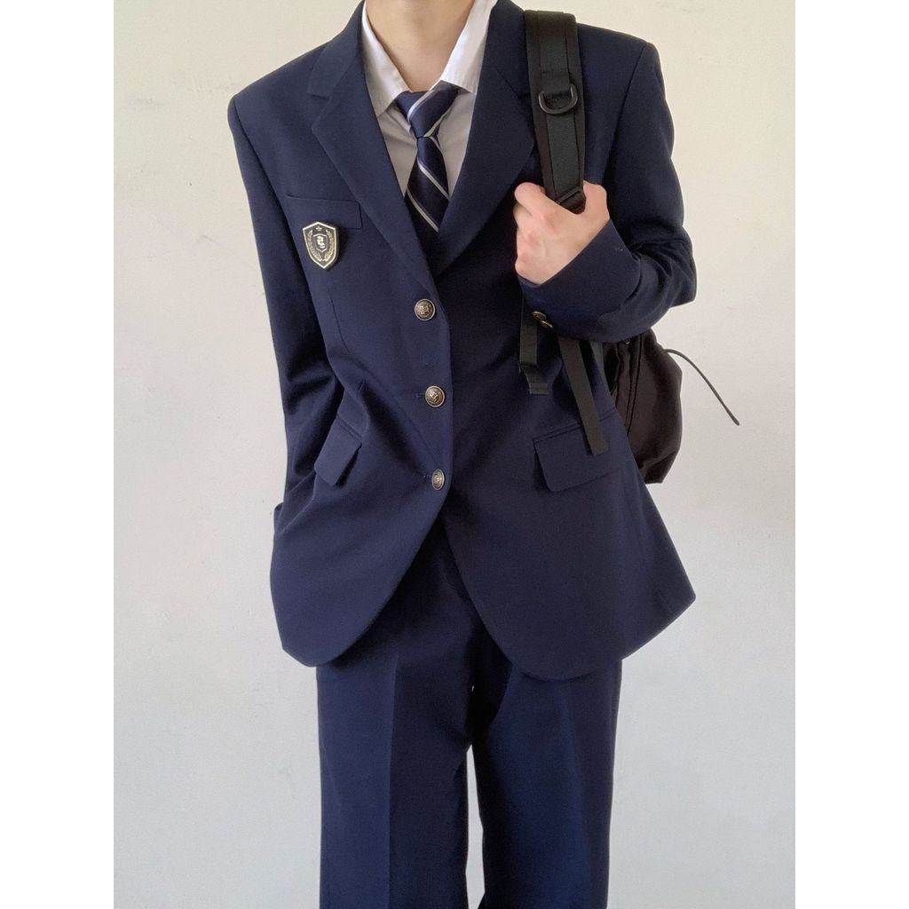 Roar Wild.YY-Setelan Jas Seragam Gaya Jepang DK  Jaket Jas Kasual Pria  Celana Panjang Pelajar