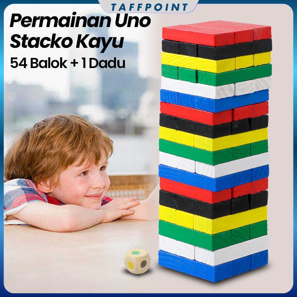 Wiss Toy Permainan Uno Stacko Kayu 54 Balok dengan 1 Dadu - WT48