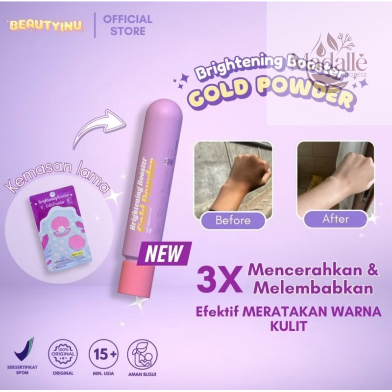 Brightening Bosster Gold Powder / Beautyinu Serbuk Pemutih Badan & Wajah