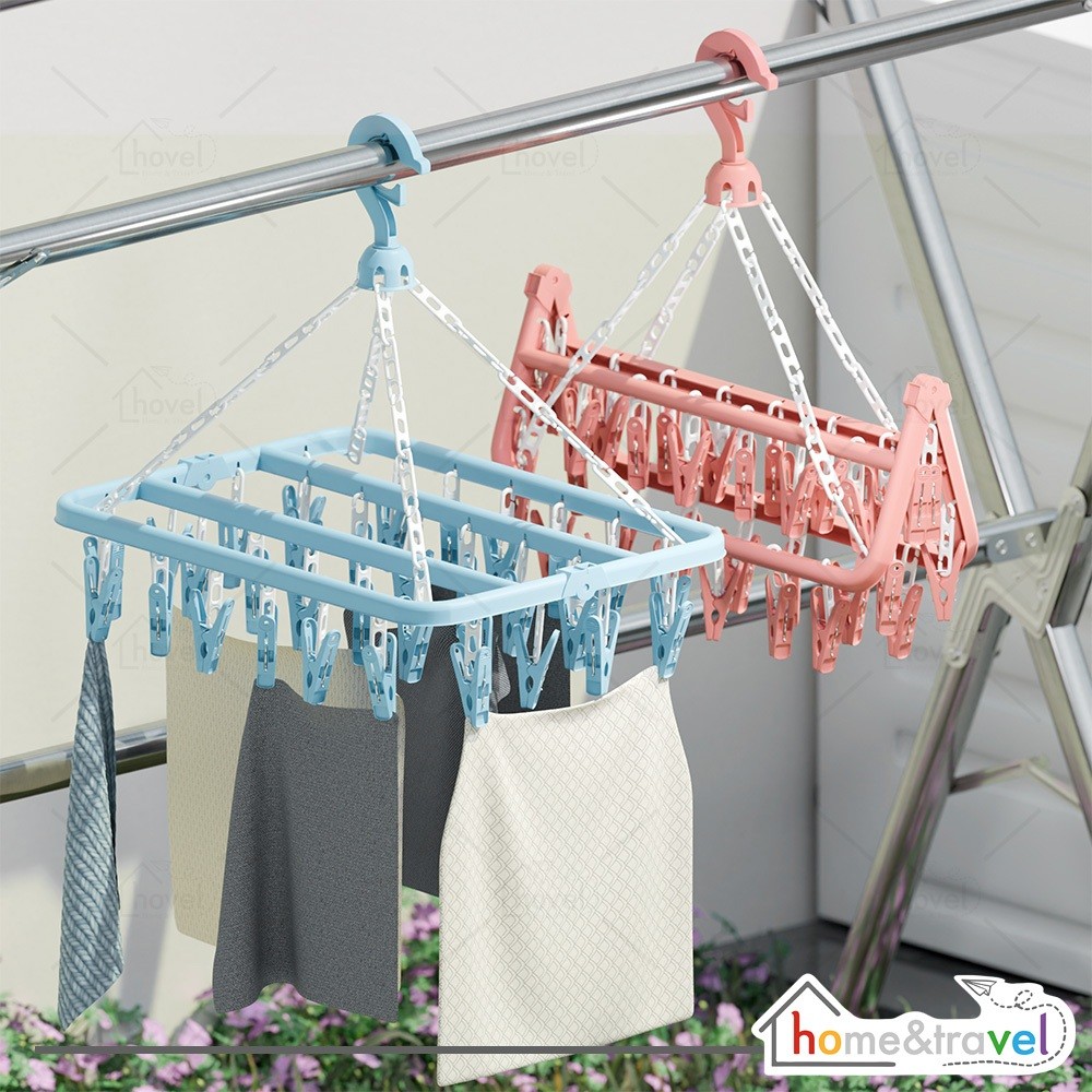 Hanger Jemuran Kaos Kaki 32 Jepitan Baju Lipat Praktis Serbaguna [Levina Home]