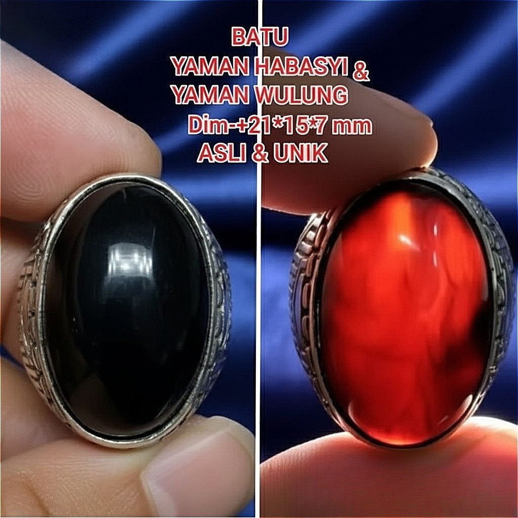 cincin batu Yaman Wulung Habasyi disenter merah asli Natural alam