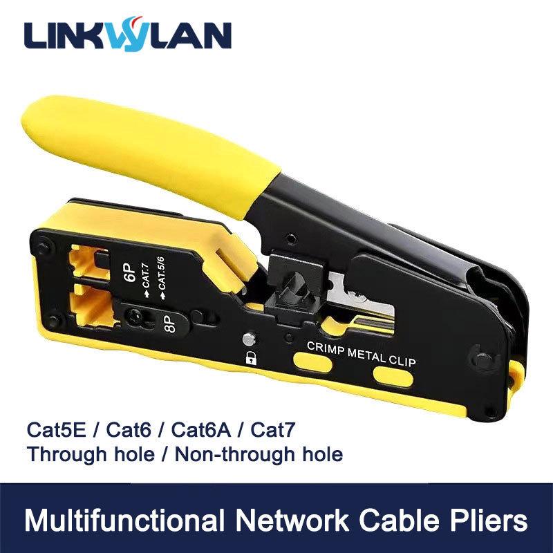 Linkwylan Crimping Tool For Pass Through Type Modular Plugs Cat5 Cat6 Cat7 Network Perforated Crimp 