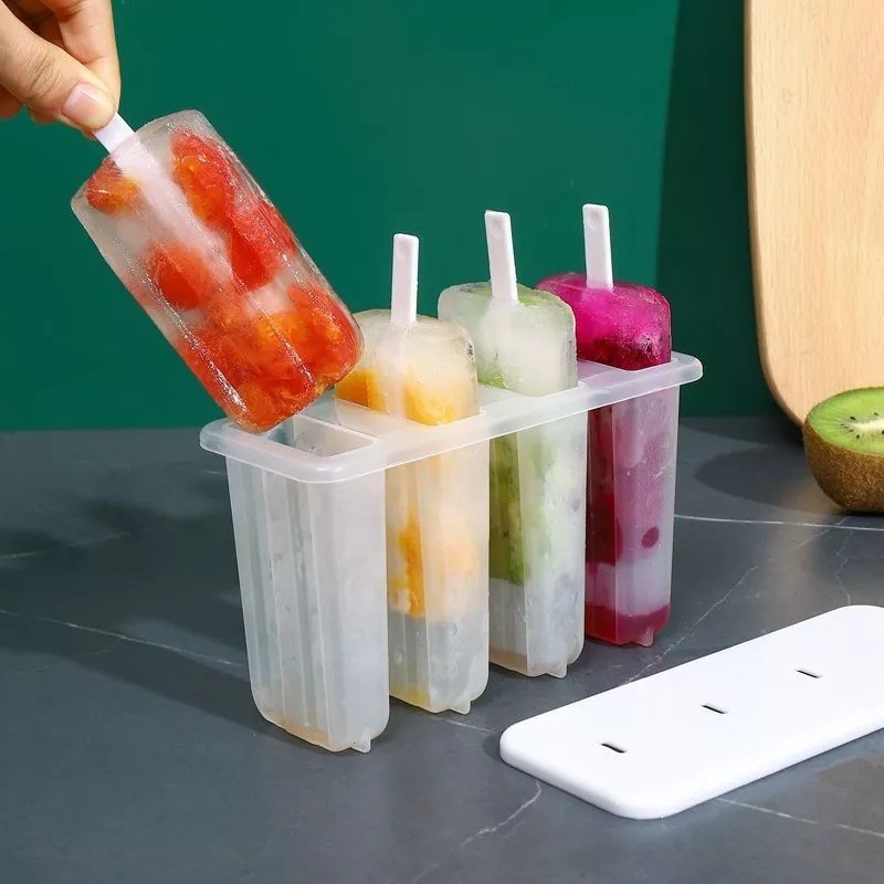 WINS Cetakan Es Lilin 4 Sekat Plastik Frozen | Alat Pembuat Es Krim Stik Praktis