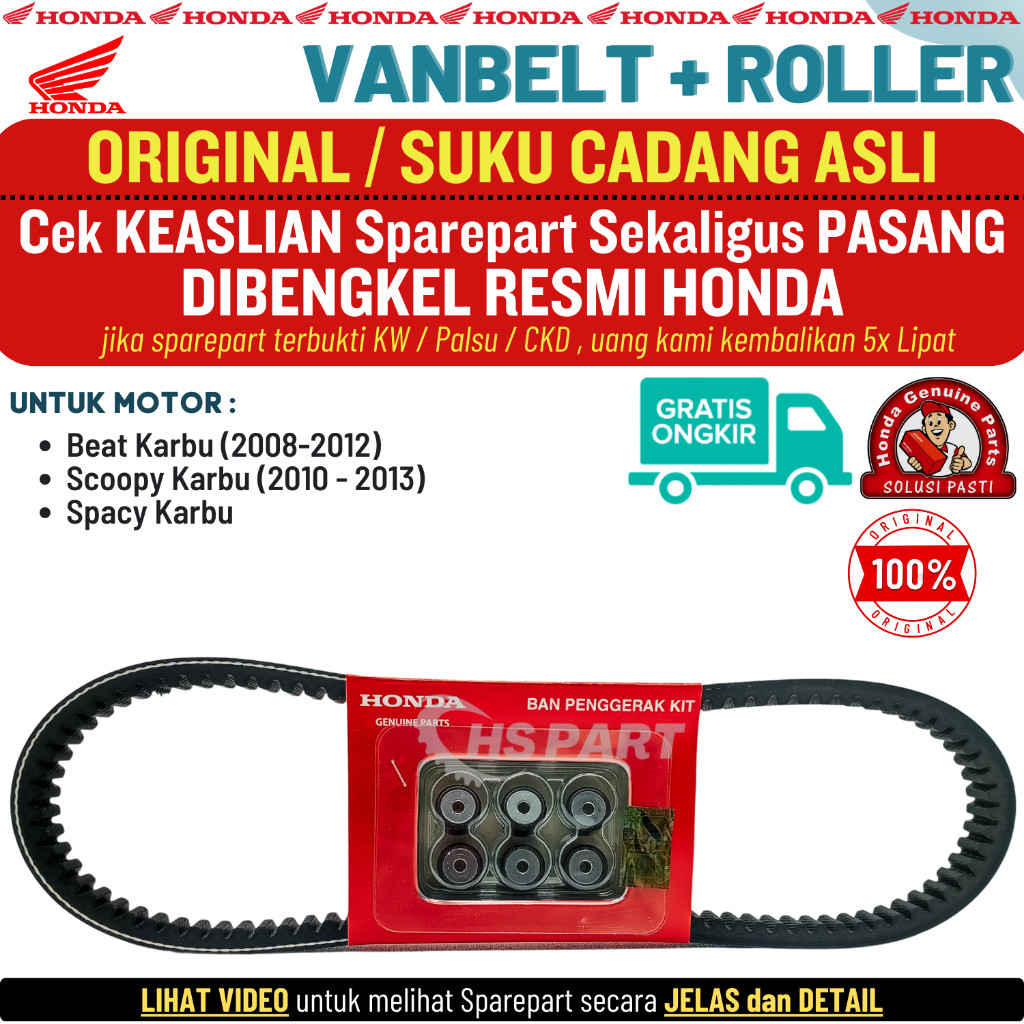 Vanbelt Vbelt Beat Scoopy Spacy Karbu Original Ori AHM Honda KVY