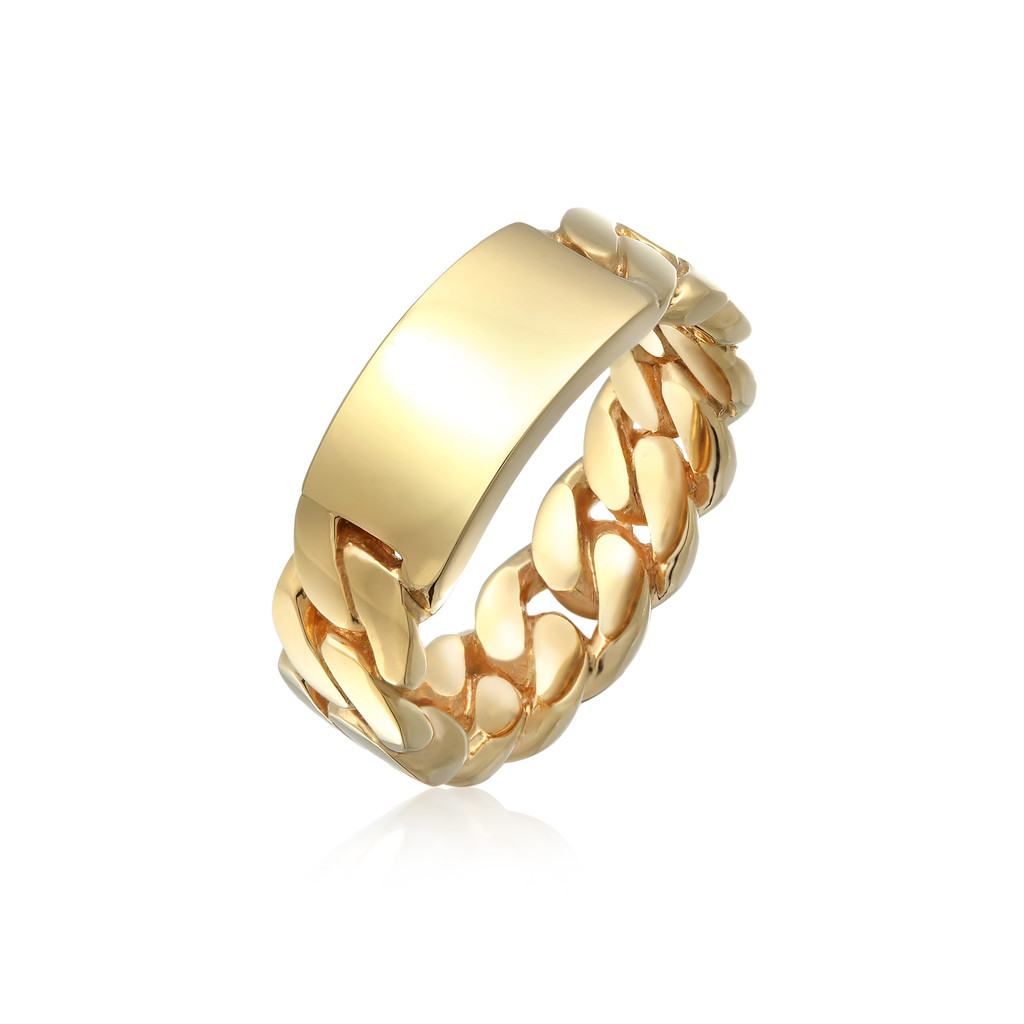 Kuzzoi Cincin Pria Perak 925 Lapis Emas Signet Original Modern Mewah Classic