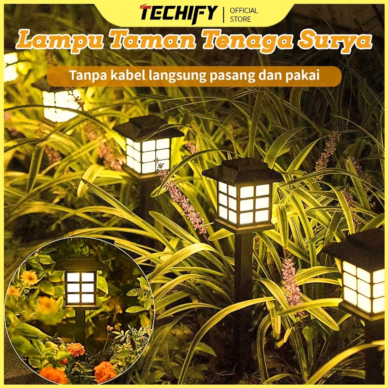 Lampu Rumput Luar Ruangan Tenaga Surya, Lampu LED Taman, Lampu Hias Taman Halaman, Lampu Malam Retro