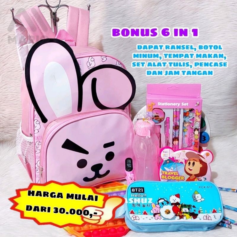 PROMO  Tas Anak Perempuan Berbonus - Ransel Coki Anak TK - Tas Sekolah Anak TK  Karakter - Tas Anak 