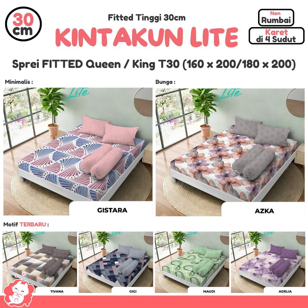 Sprei Queen / King T30 (160 x 200 / 180 x 200) tinggi 30 KINTAKUN LITE