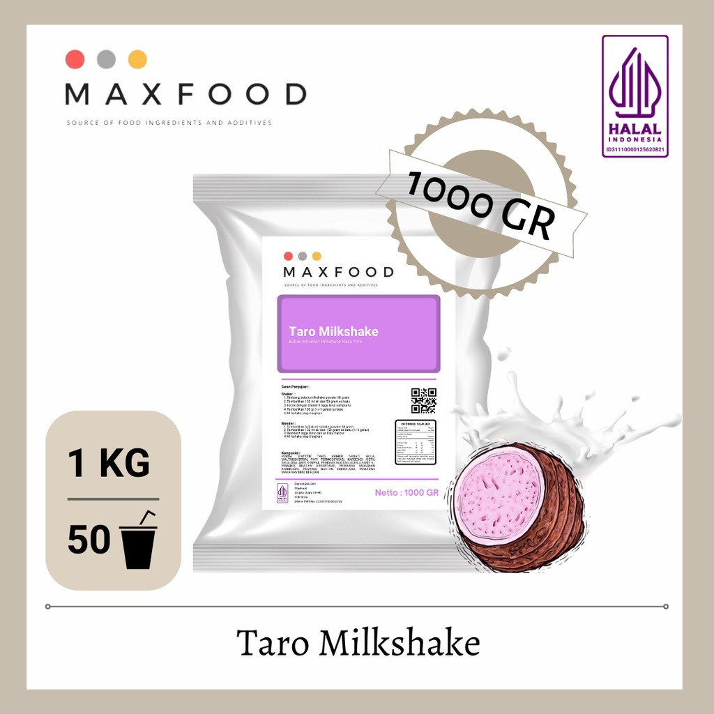 MAXFOOD - Taro Milkshake Powder / Bubuk Minuman Milkshake Rasa Taro