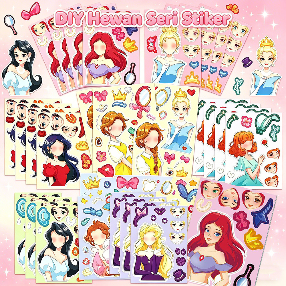 Stiker 8 pcs / Stiker Ganti Muka / Stiker Kulkas / Stiker Botol Minum