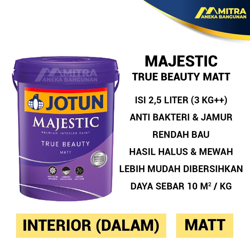 CAT TEMBOK INTERIOR EKSTERIOR JOTUN VELVET 10246 / MAJESTIC TRUE BEAUTY PERFECT / TOUGH SHIELD / JOT