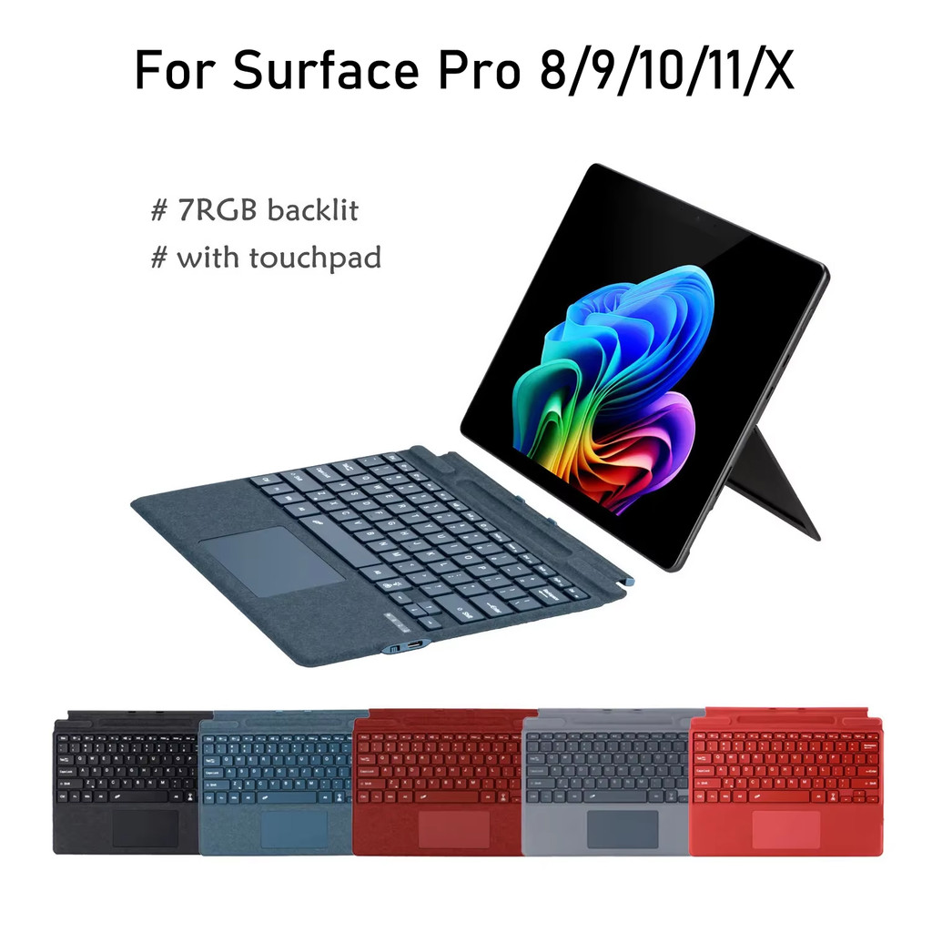Bluetooth Keyboard For Microsoft Surface Pro 8/9/10/11/X,Detachable Type Cover Rechargeable Keyboard