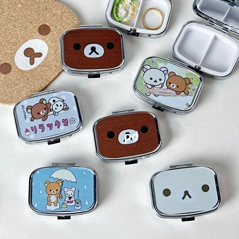Bandai Cartoon Rilakkuma Korilakkuma Aluminum Alloy Material 2Point Grid Jewelry Box Portable Mecine