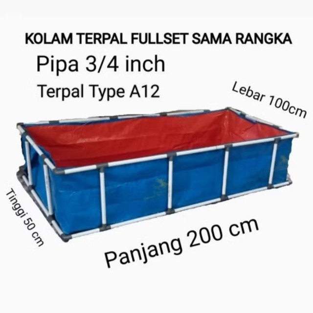 Rangka Kolam Terpal 200x100x50 / Kolam Terpal Ikan Full set kerangka