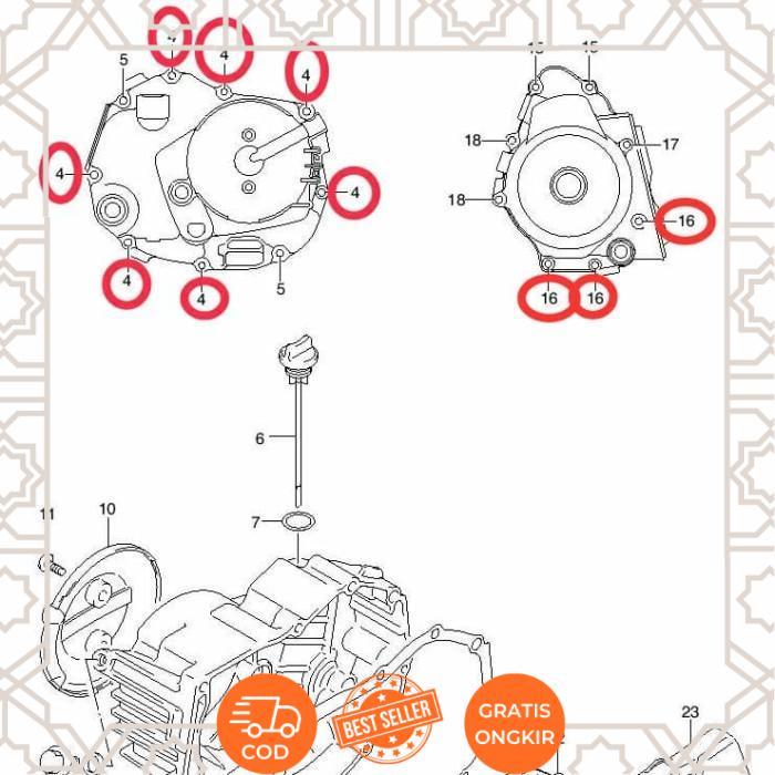 Suzuki Parts 01547-0630A-000 Baut Bak Kopling dan Bak Magnet Shogun SP FD 125 Ori - Not Specified -e