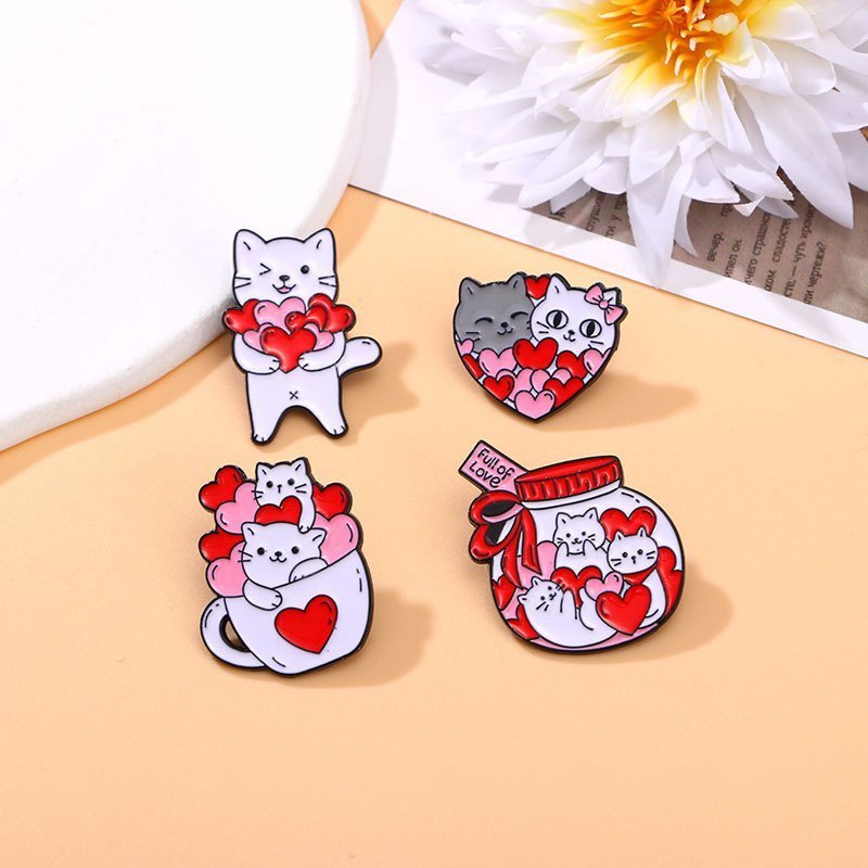 StickyPOP - Bros Baju Kucing Love Valentine Pin Baju Pin Tas Bros Tusuk PIN-010